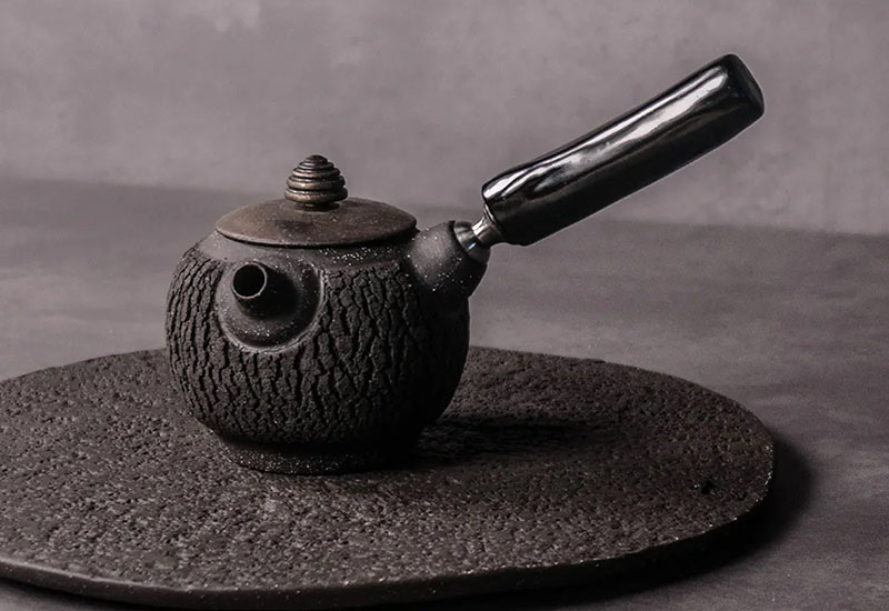 無我系列-原木側把承煙茶器